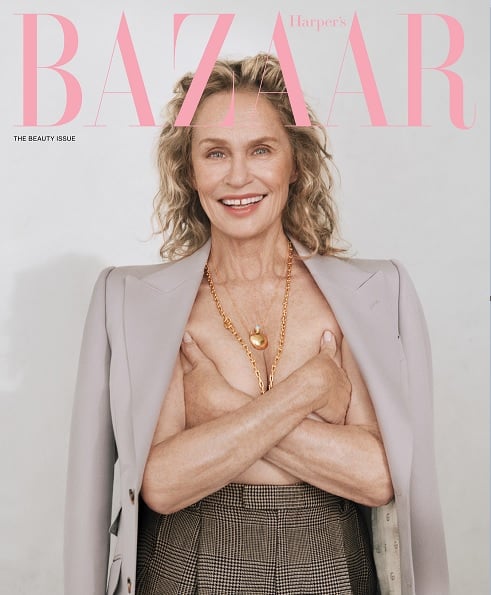 78-г. супермодел позира топлес за корицата на Harper's Bazaar